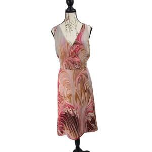 Lafayette 148 women's silk sleeveless pink wrap dress Sz 8 quiet Luxury Career